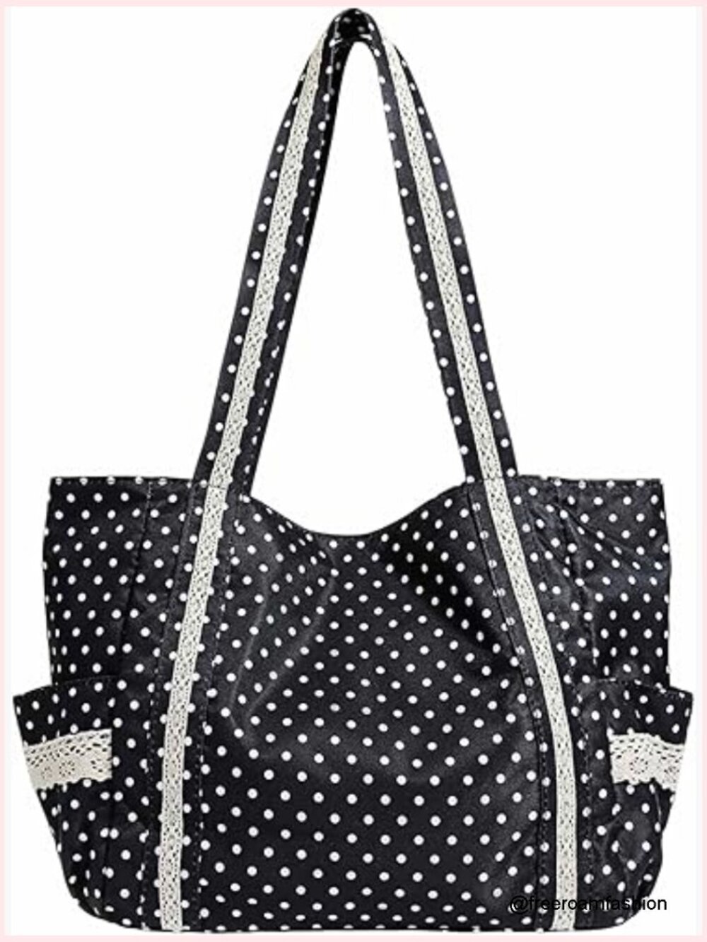 Large Canvas Tote Bag with Pockets, Vintage Y2K Style Shoulder Bag